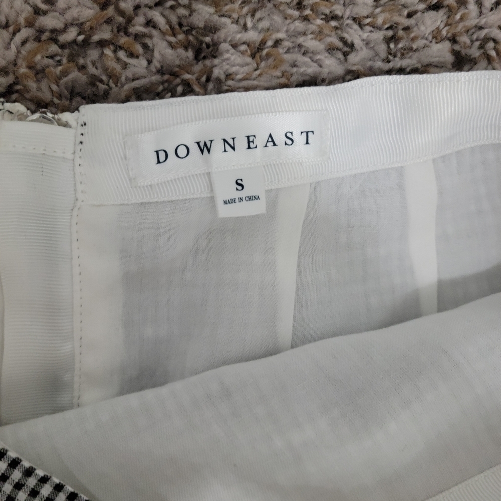 DownEast Black and White Checkered Midi Pencil Skirt with Floral Details  - Picture 10 of 12